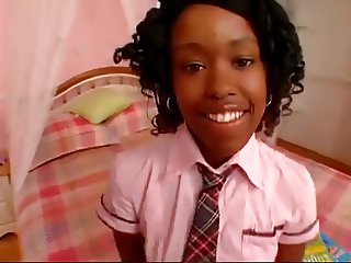 Petite Black Teen Student love BBc surprise